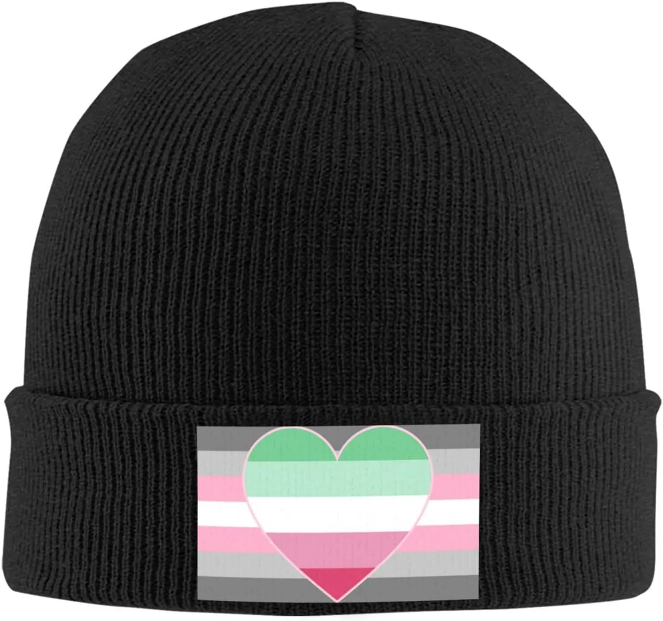 Demigirl Abro-Pride Flag LGBTQ Cozy Knitted Hat for Winter - Warm Comfort Black