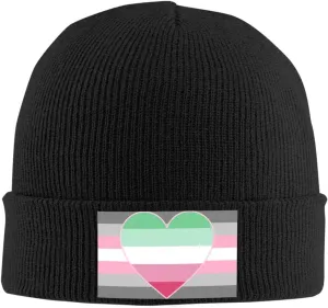 Demigirl Abro-Pride Flag LGBTQ Cozy Knitted Hat for Winter - Warm Comfort Black