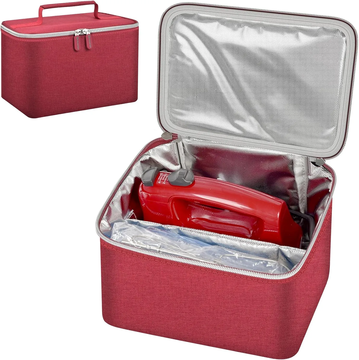 Digital Hand Mixer Carrying Bag for KitchenAid 5/6/ 7/9 Ultra Power Speed Hand Mixers, Portable Travel Storage Case Bag with Handle for Kitchen Aid Mixer Accessories (Box Only) (RED)