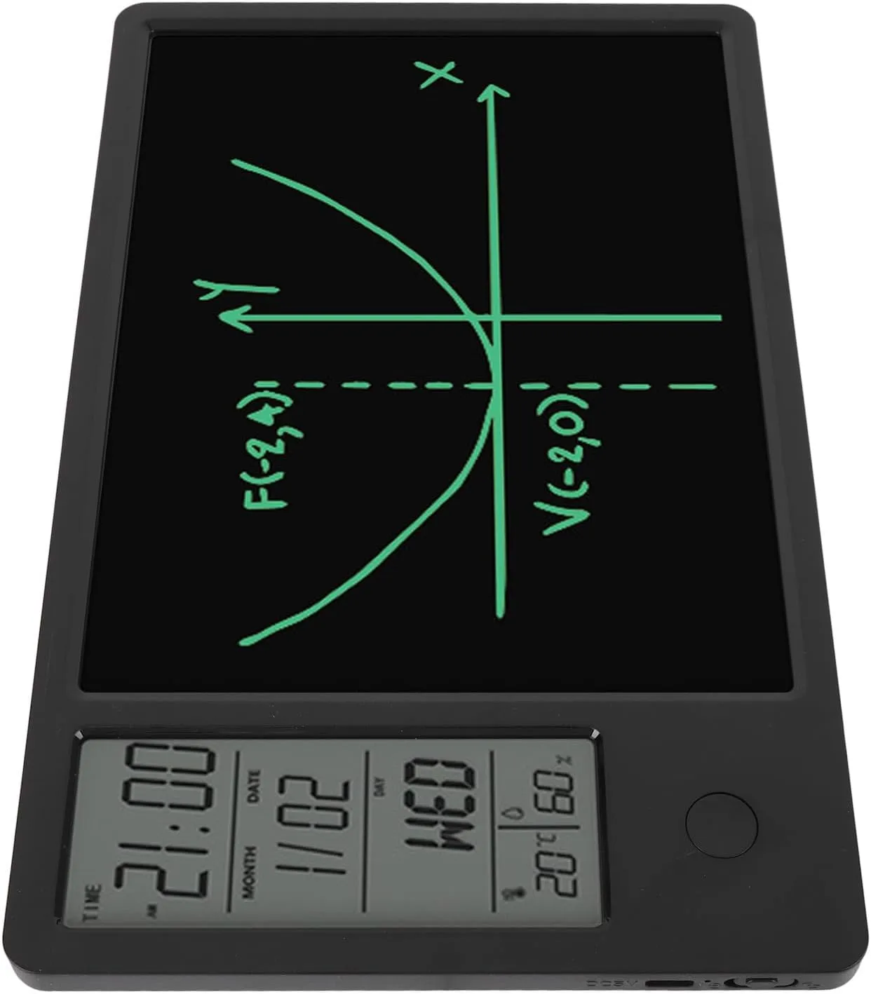 Digital Watch Date Desktop Calendar, Desktop Calendar Writing Tray Foldable Stand 9.5-inch LCD with Alarm Function for the Office (Black)