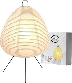Dimmable Double-Layered Japanese Rice Paper Lamp – Noguchi Akari Style Lantern with Washi Paper Shade, Bulb Included – Japandi Bedside, Desk, and Nightstand Light