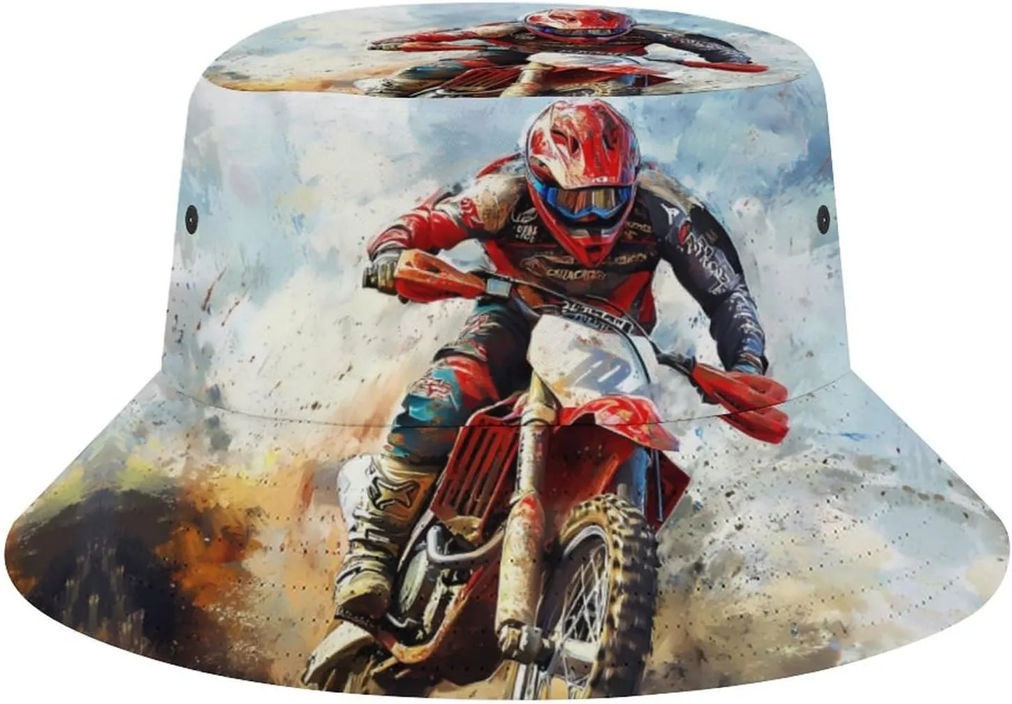 Dirt Bike Rider Motorcycle Print Bucket Hat Sun Hats Unisex Cap Fishing Summer