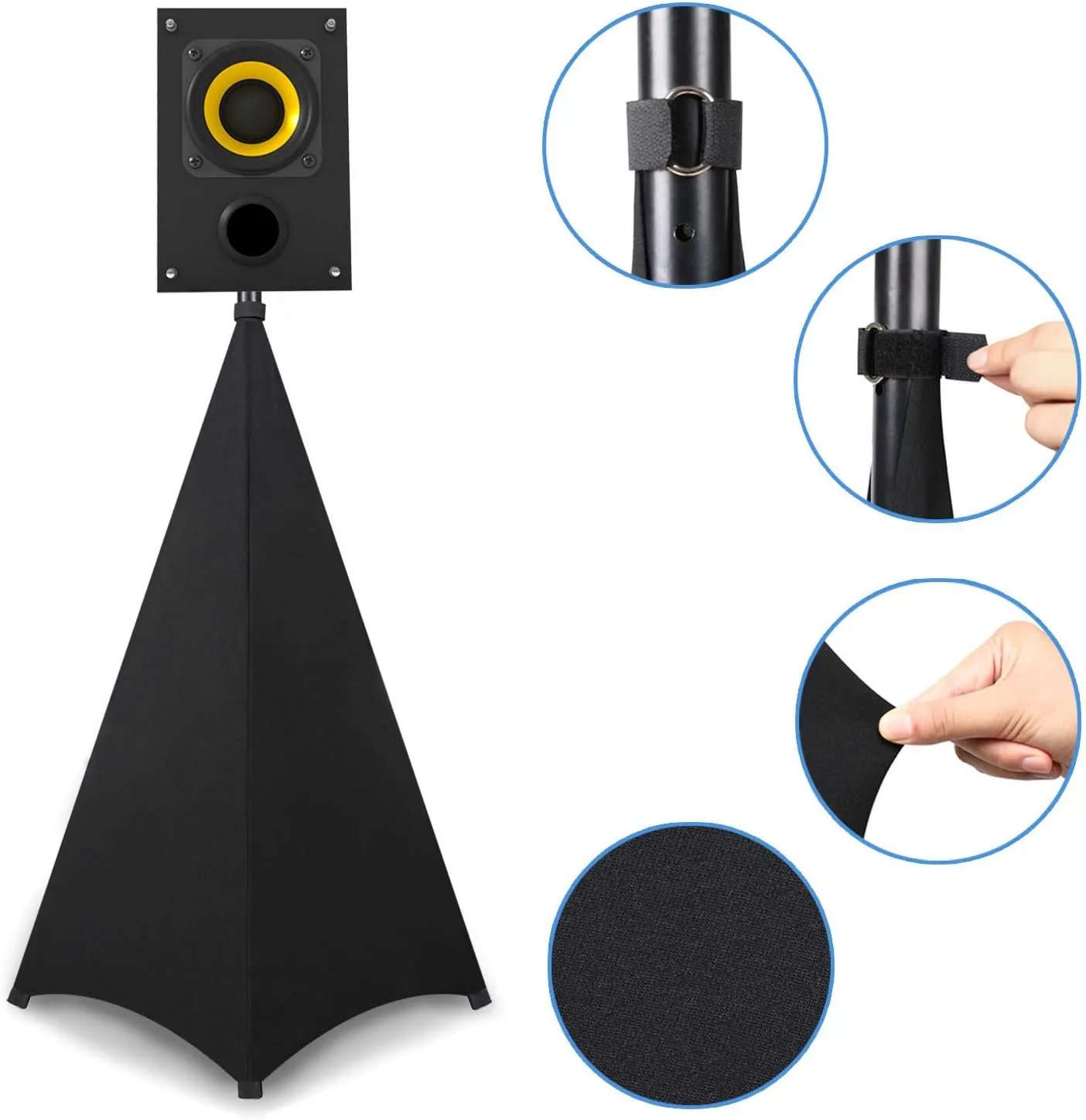 Dofilachy Speaker Stand Cover-DJ Bag with 360 Degree Cover, Speaker Tripod Scrim Cover for Speaker/Lighting with Free Travel Bag (One Pack-Black)