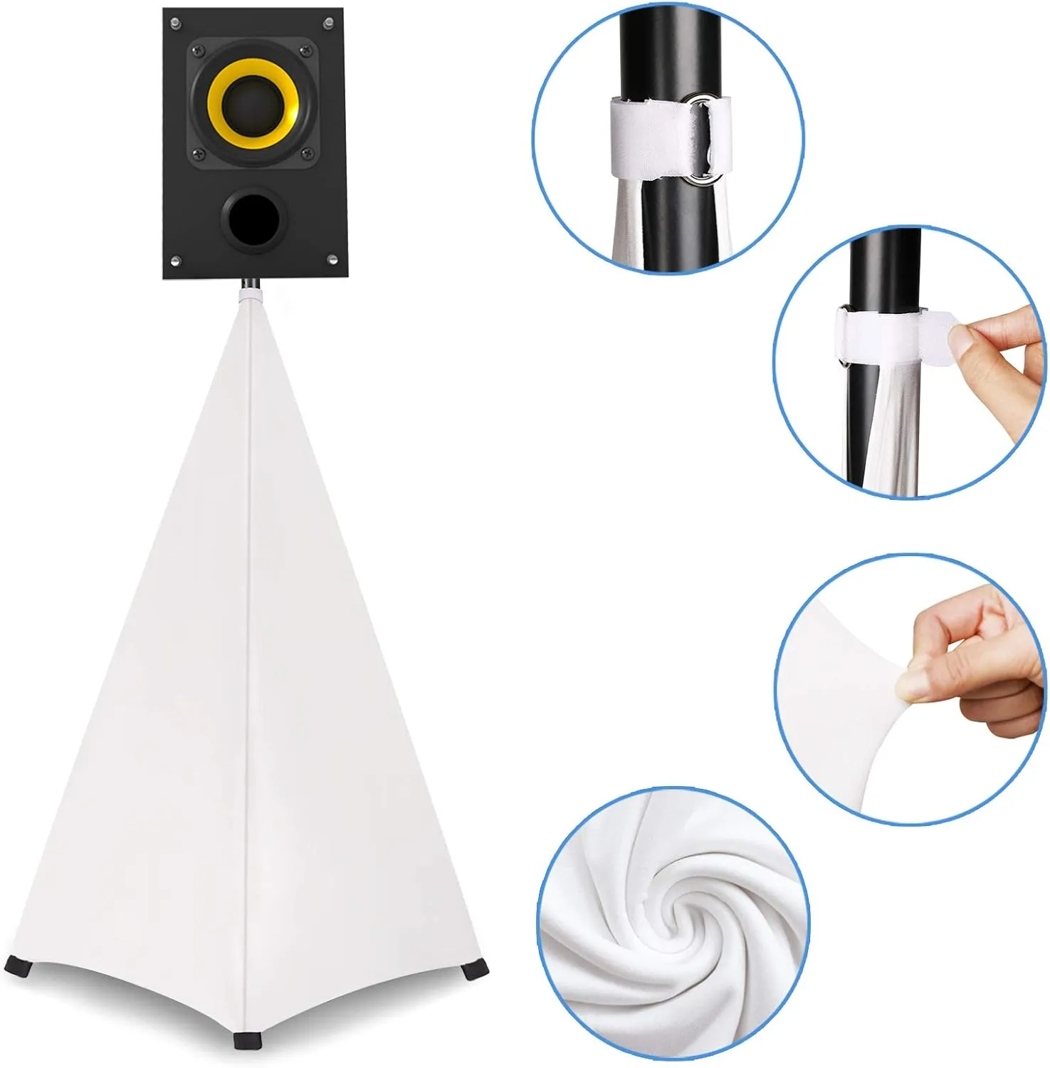 Dofilachy Speaker Stand Cover-DJ Bag with 360 Degree Cover, Speaker Tripod Scrim Cover for Speaker/Lighting with Free Travel Bag (One Pack-White)