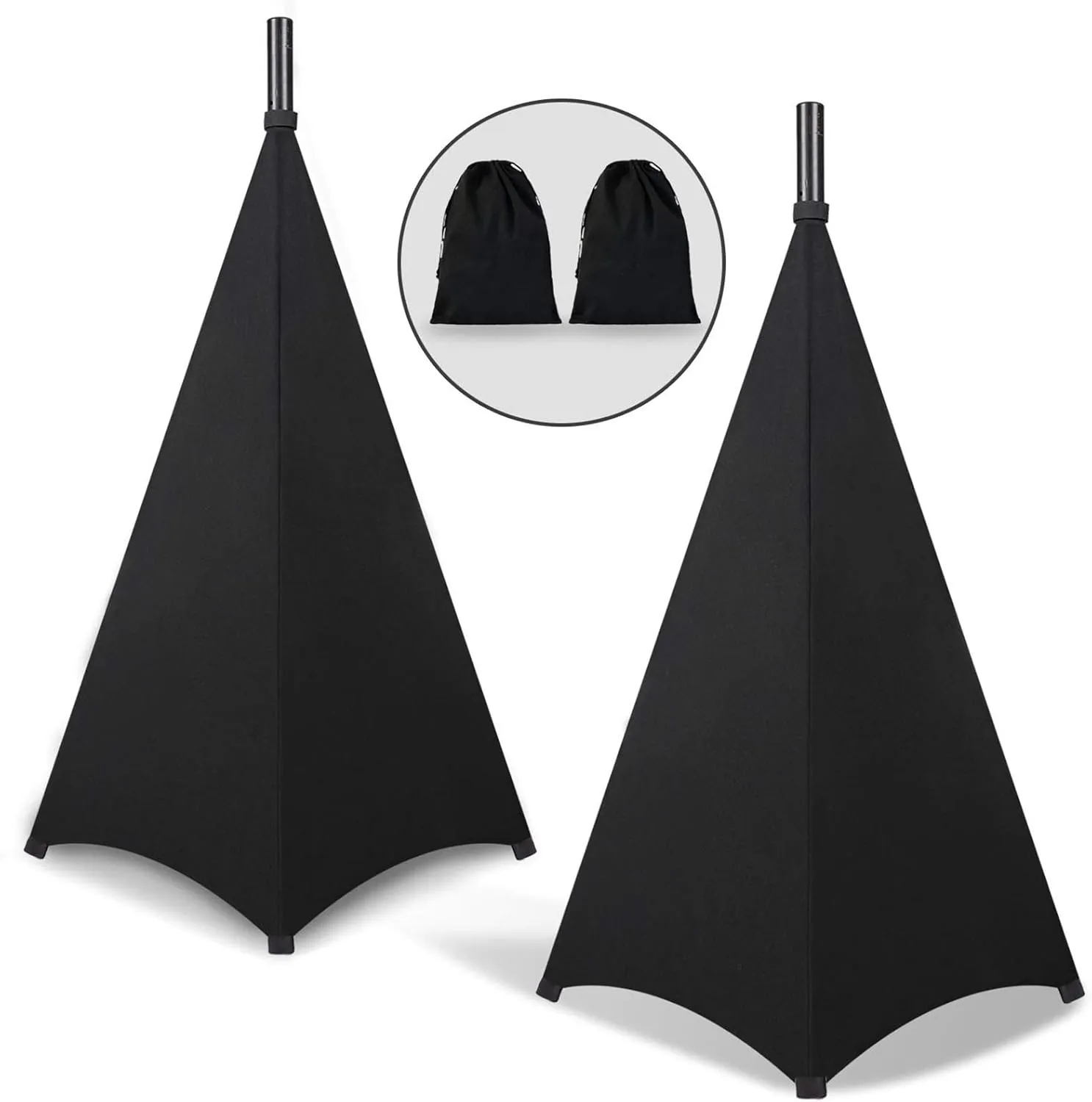 Dofilachy Speaker Stand Cover-DJ Bag with 360 Degree Cover, Speaker Tripod Scrim Cover for Speaker/Lighting with Free Travel Bag (Two Pack-Black)