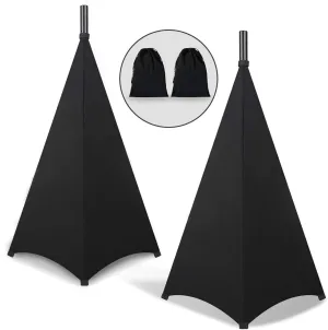 Dofilachy Speaker Stand Cover-DJ Bag with 360 Degree Cover, Speaker Tripod Scrim Cover for Speaker/Lighting with Free Travel Bag (Two Pack-Black)