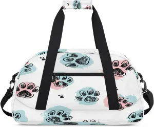 Dog Animal Paws Gym Bag for Women Men, Sports Travel Duffel Bag Lightweight Workout Bag Carry On Overnight Weekender Bag