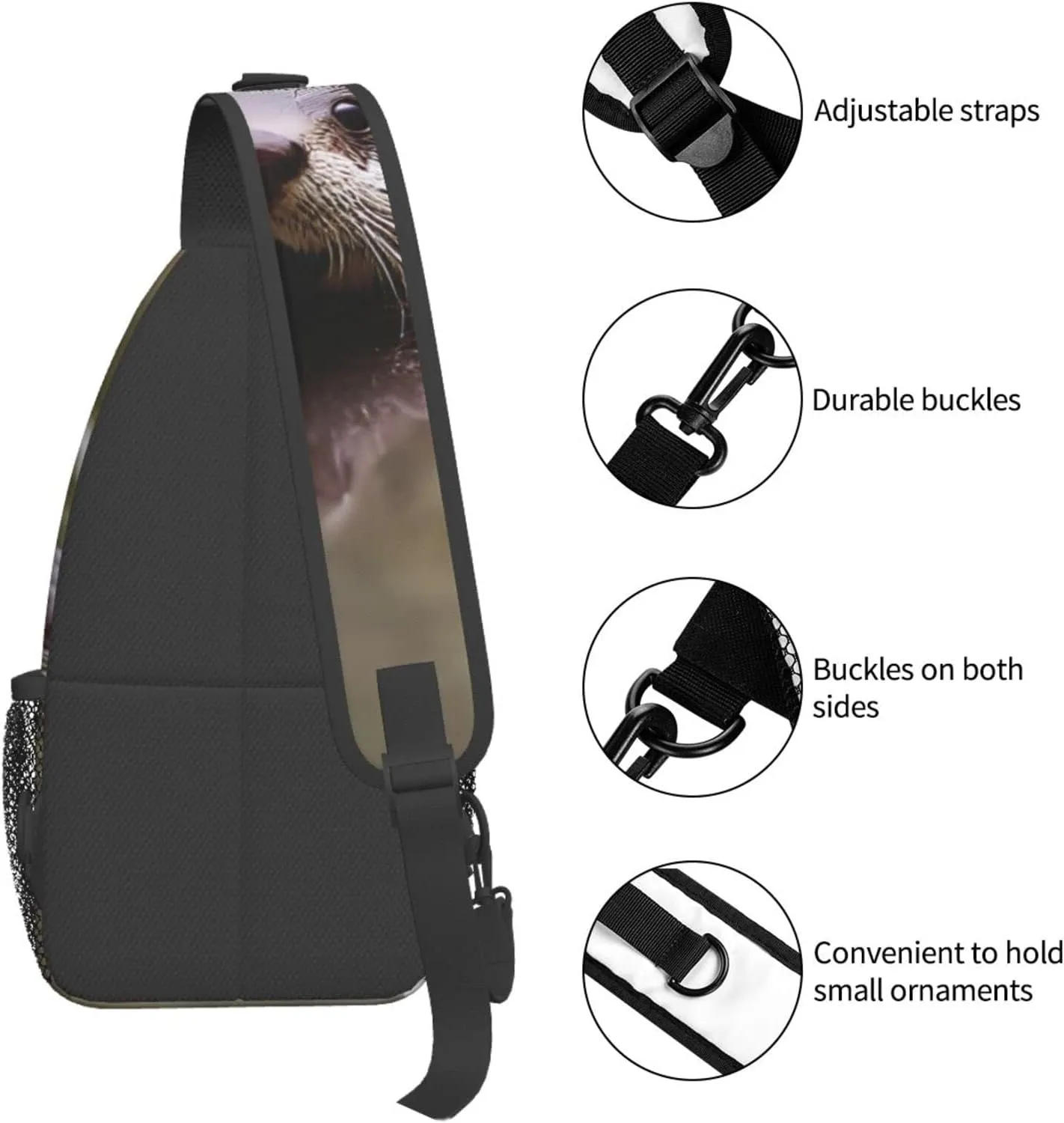 Dog Breed Unisex Crossbody Backpack Travel Hiking Casual Chest Bags Lightweight Fashion
