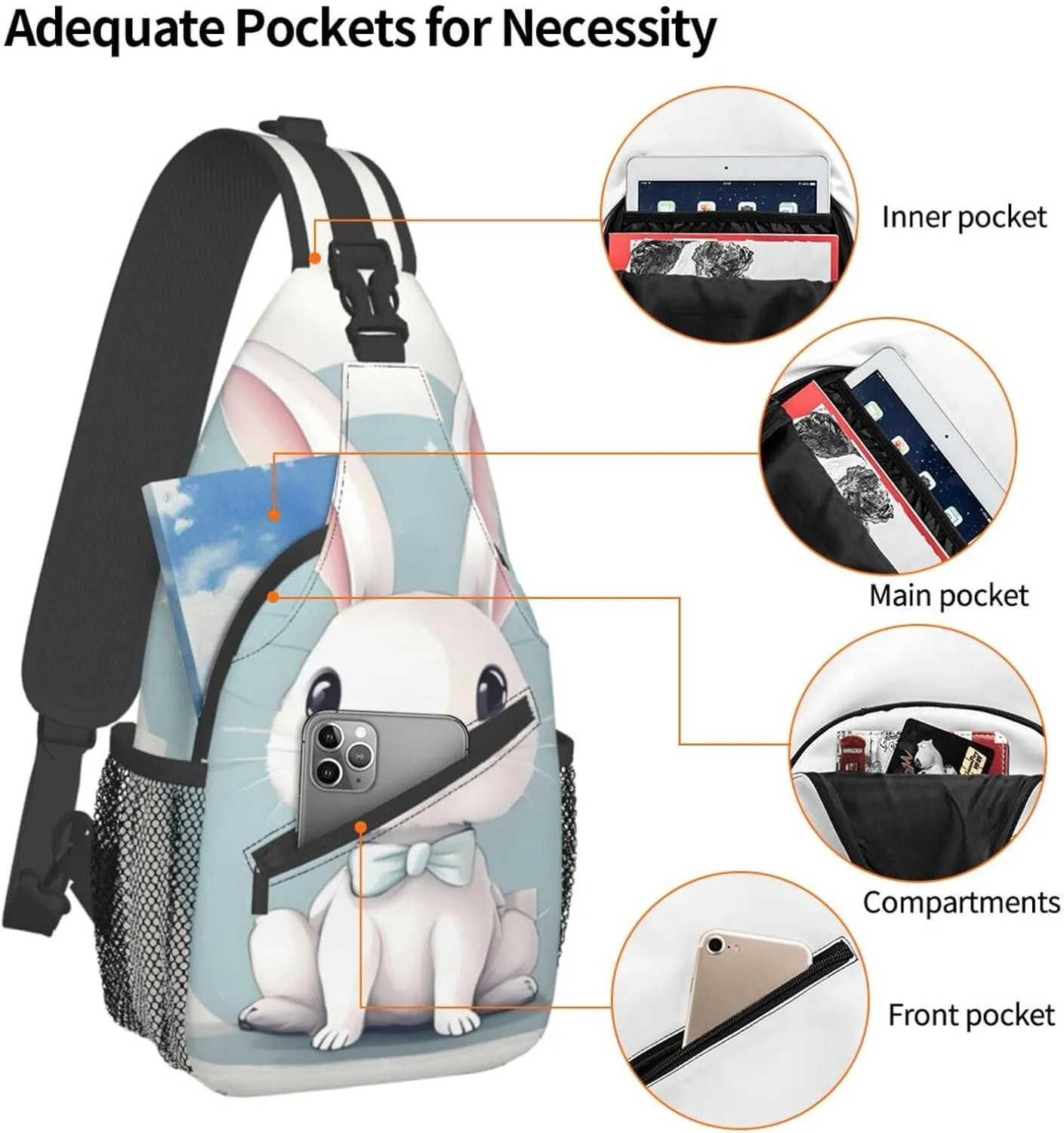 Dog Breed Unisex Crossbody Backpack Travel Hiking Casual Chest Bags Lightweight Fashion