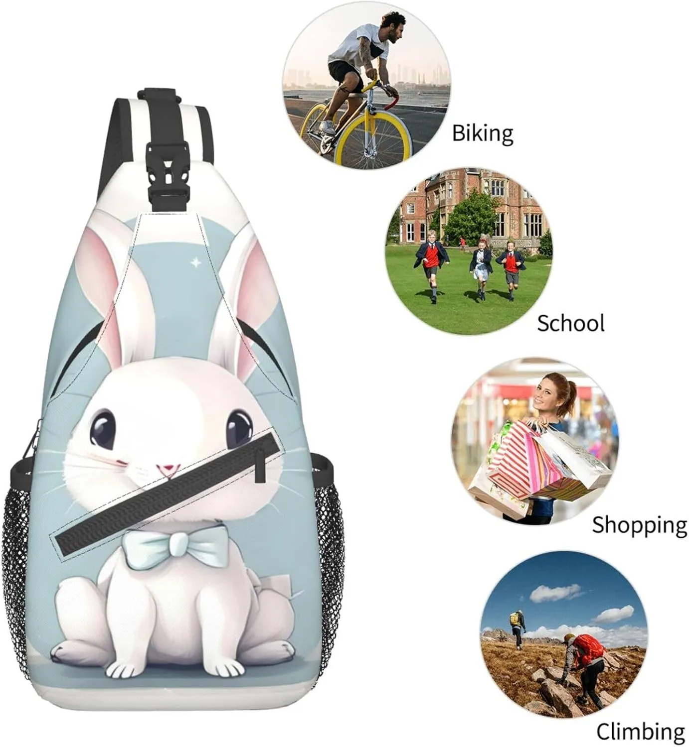 Dog Breed Unisex Crossbody Backpack Travel Hiking Casual Chest Bags Lightweight Fashion