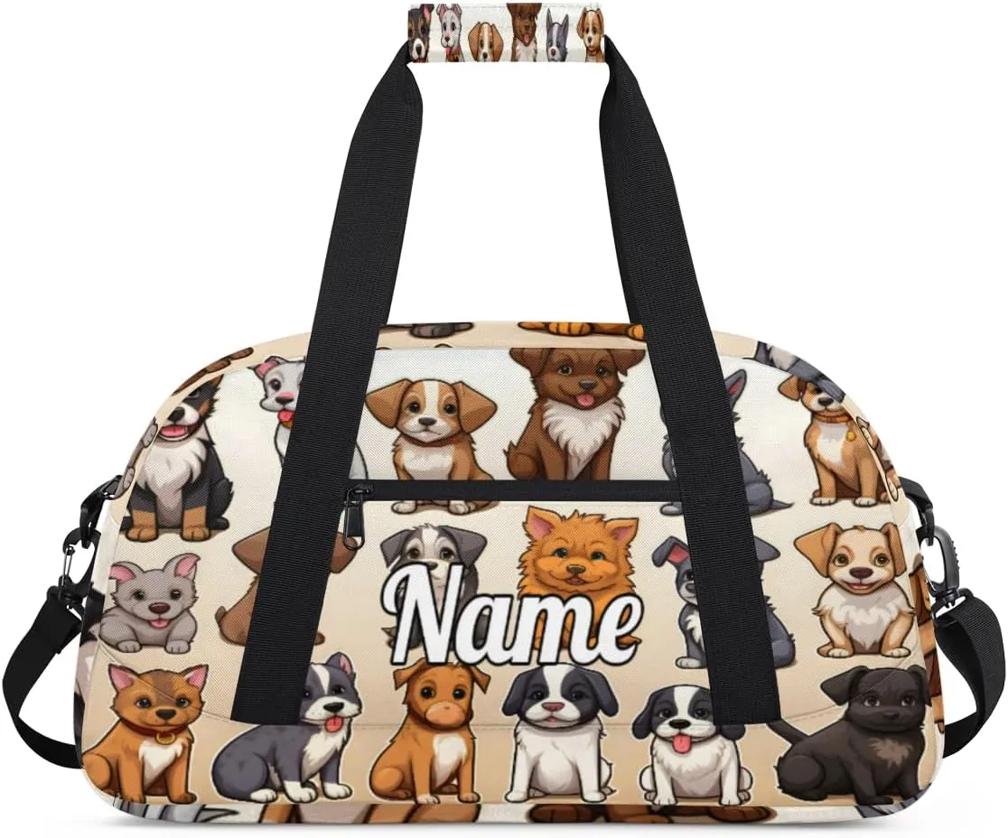 Dog Personalized Kids Gym Bag Custom Name Sport Duffel Bag Dance Ballet Bag for Girls Practice Workout Bag