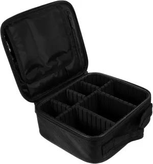 DOITOOL Practical Manicure Waterproof Bag Handheld Container Decorative Multi-Grid Storage Toiletry Zipper, Black, 26x23cm