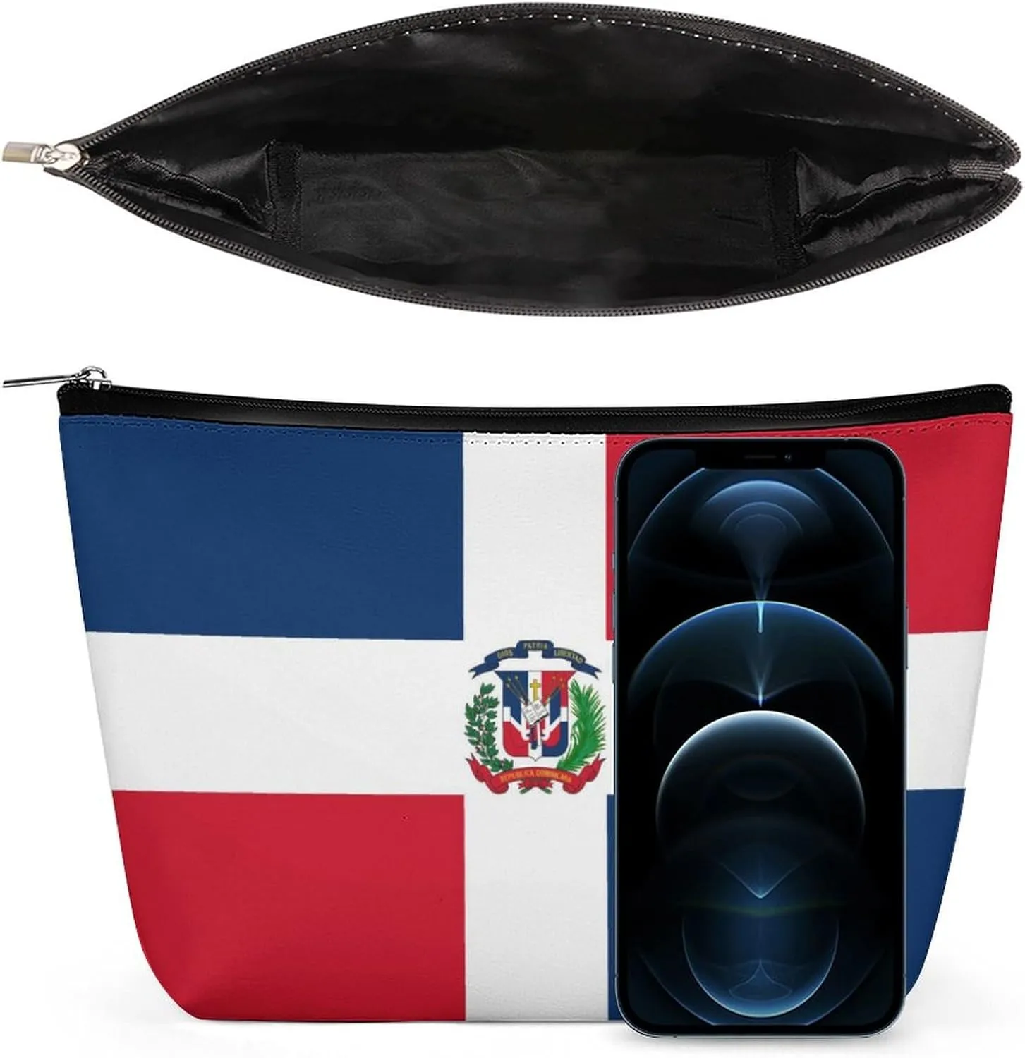 Dominican Flag Travel Makeup Bag Lightweight Organizer Cosmetic Pouch for Women