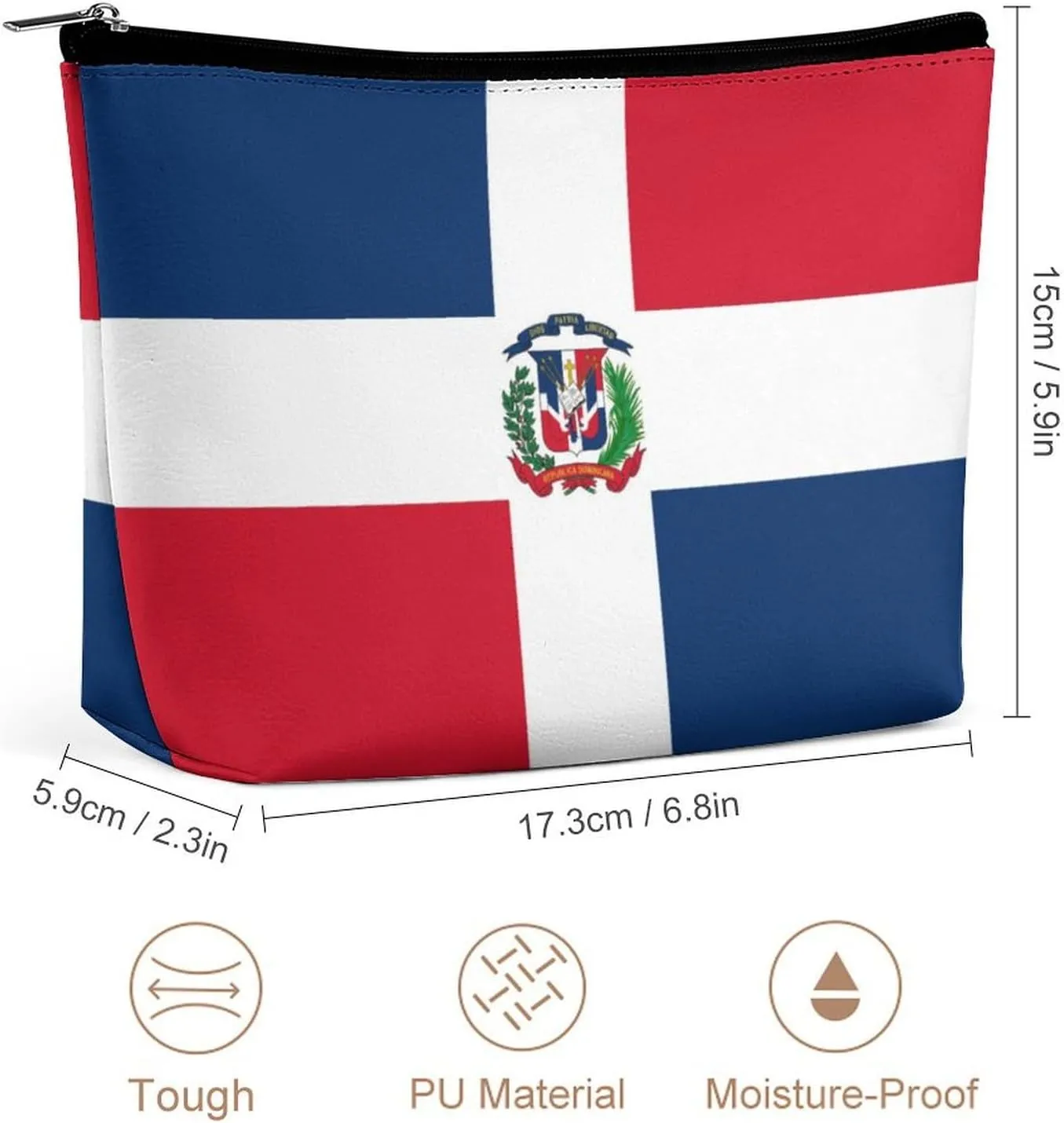 Dominican Flag Travel Makeup Bag Lightweight Organizer Cosmetic Pouch for Women