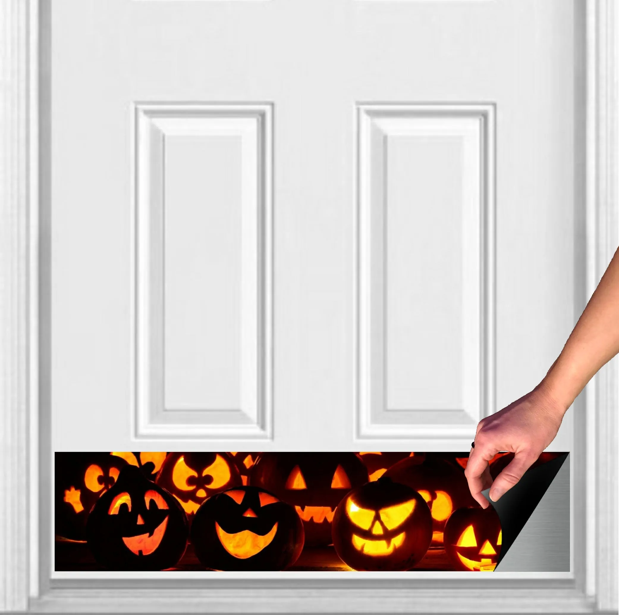 Door Kick Plate - Rubber Magnet - “Jack-O-Lantern” Halloween Themed - UV Printed - Multiple Sizes