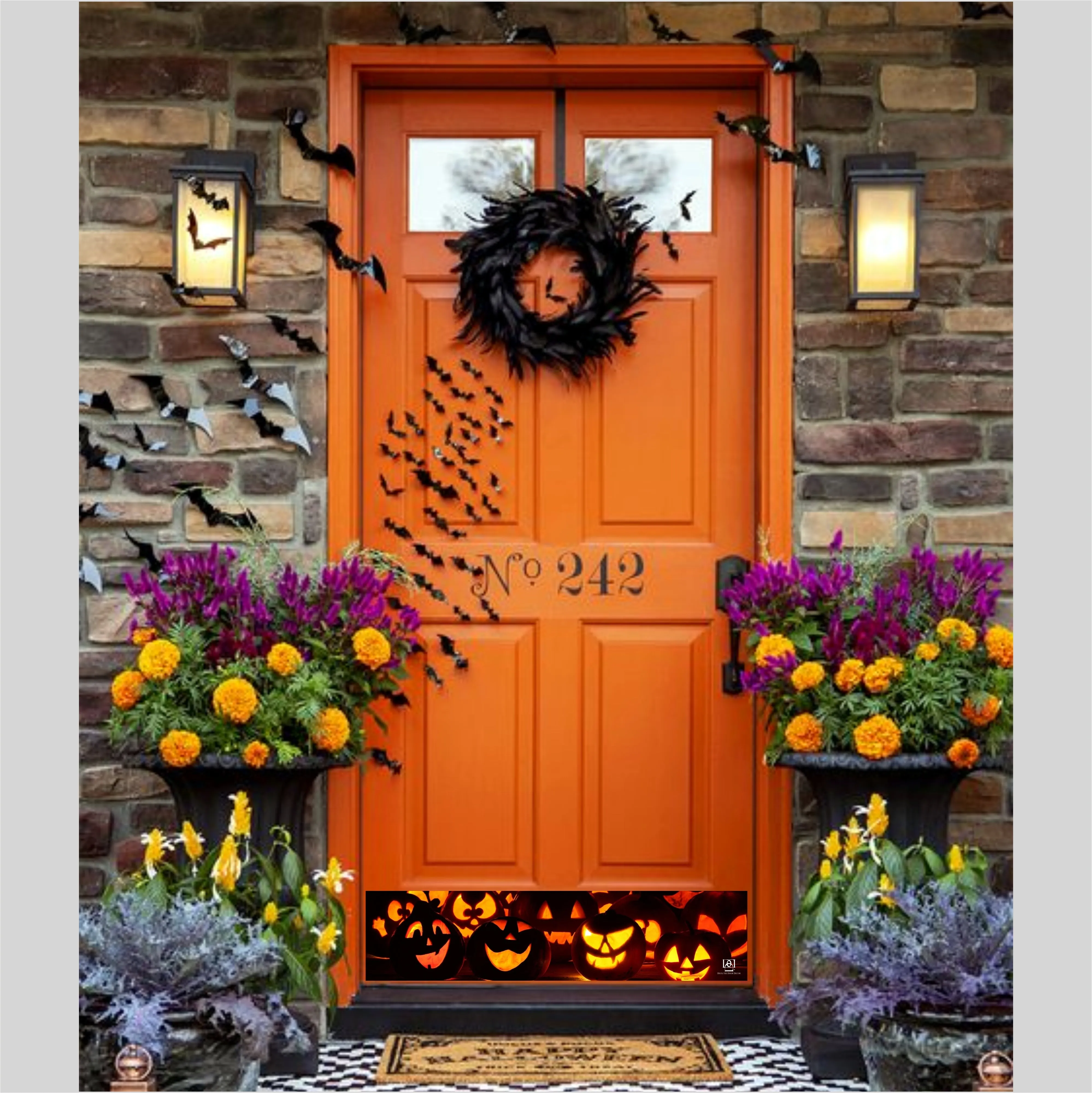 Door Kick Plate - Rubber Magnet - “Jack-O-Lantern” Halloween Themed - UV Printed - Multiple Sizes