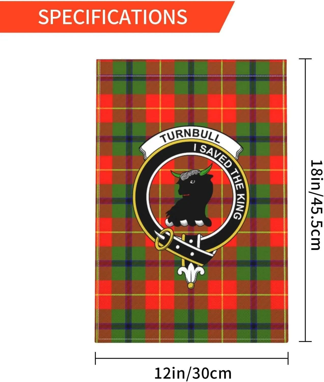 Double-Sided Garden Flag Turnbull Tartan Clan Badge House Flag Wall Hanging Decorative Yard 12x18 Inch