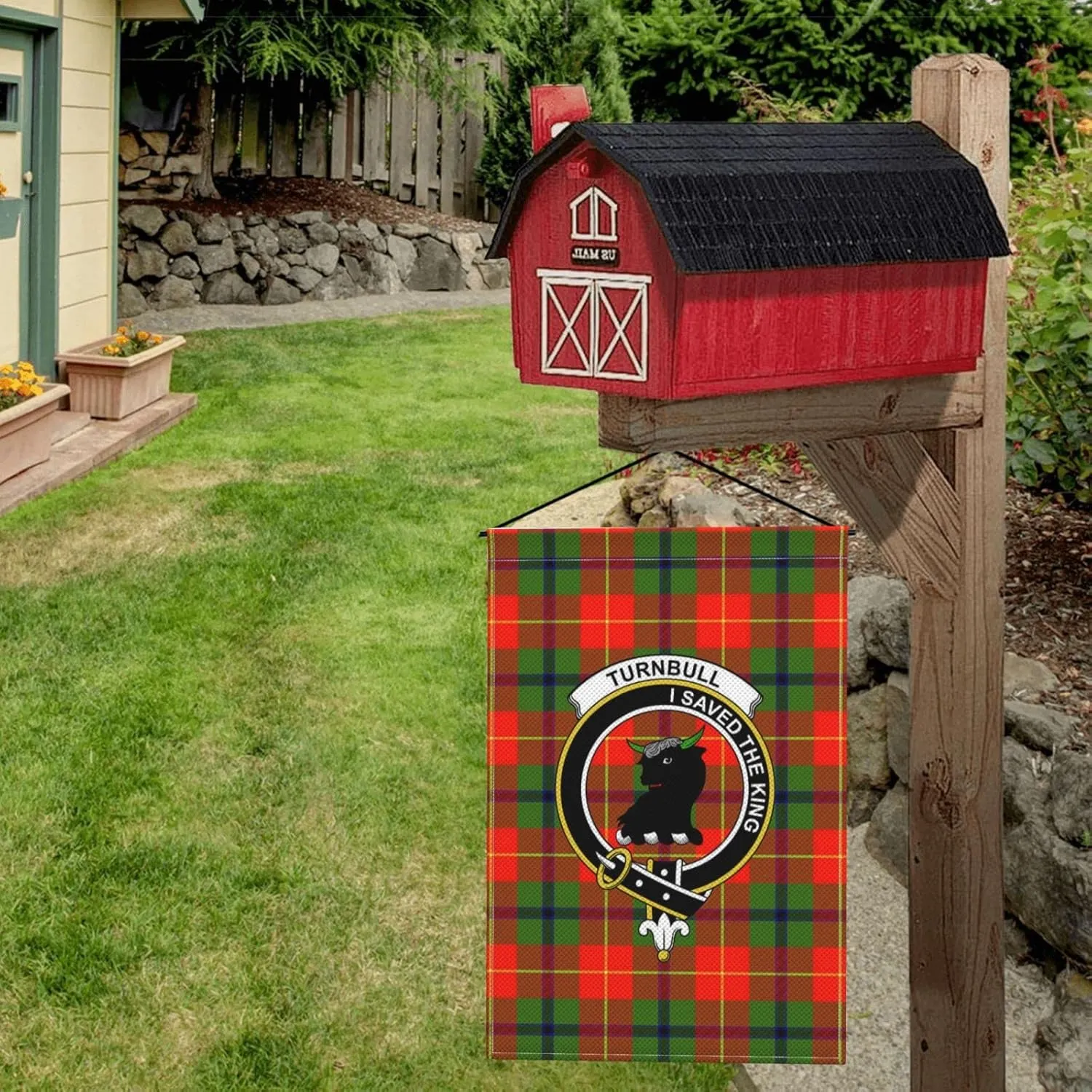 Double-Sided Garden Flag Turnbull Tartan Clan Badge House Flag Wall Hanging Decorative Yard 12x18 Inch