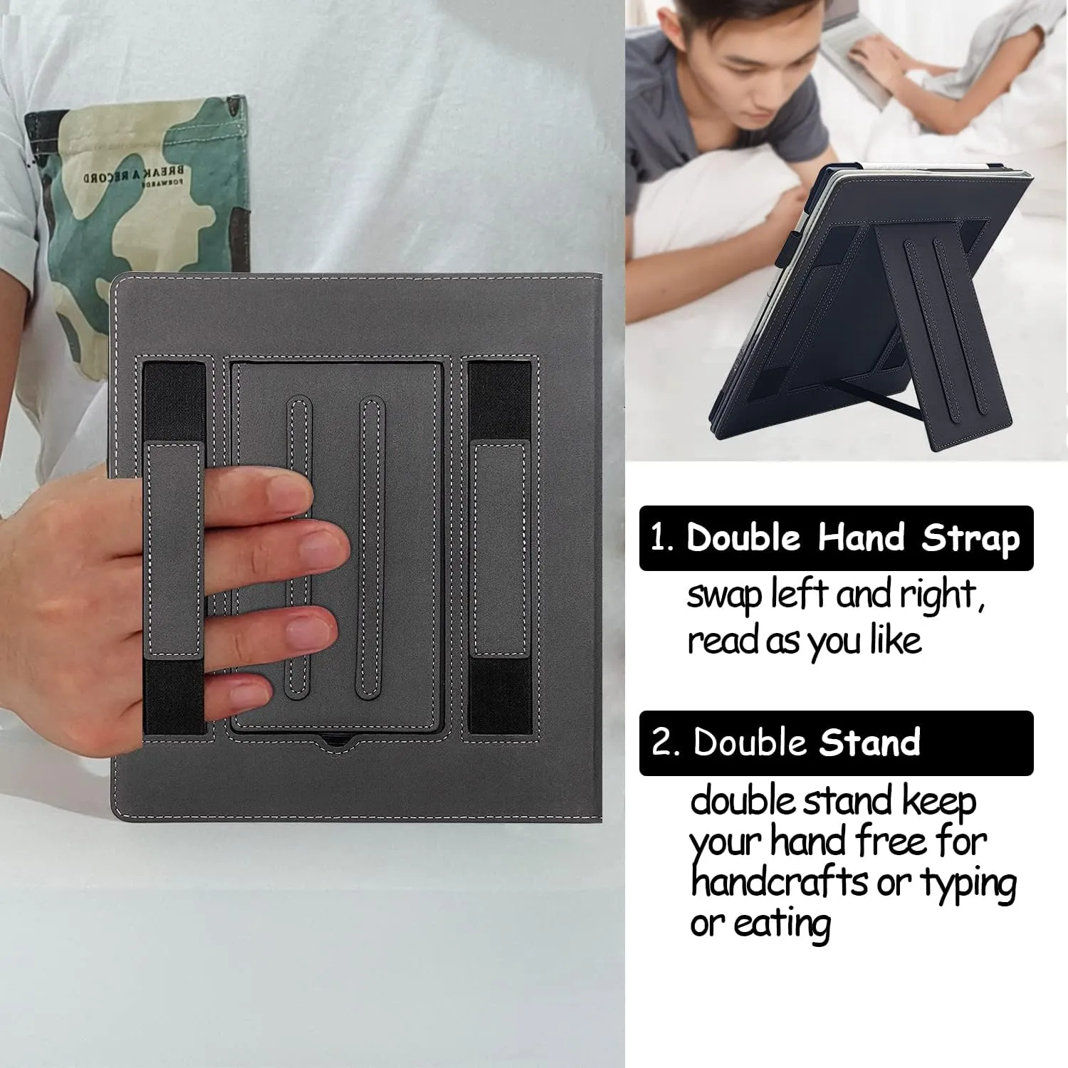 Double Stand Case for 10.2“ Amazon Kindle Scribe 2022/2024 Release Cover with Auto Sleep/Wake/Double Hand Strap for Kindle Scribe e-Reader (Misty Forest)