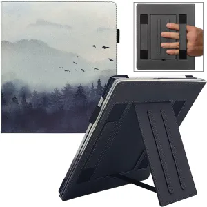 Double Stand Case for 10.2“ Amazon Kindle Scribe 2022/2024 Release Cover with Auto Sleep/Wake/Double Hand Strap for Kindle Scribe e-Reader (Misty Forest)