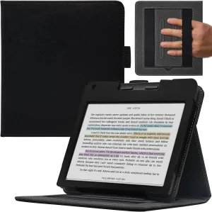 Double Stand Case for 7'' Kobo Libra Colour/Libra 2 Cover with Auto Sleep&Wake/Double Hand Strap/Magnetic Closure fits Kobo Libra e-Reader (Gentleman Black)