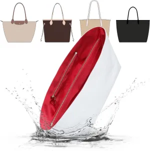 Doxo Purse Organizer Insert,Tote Bag Insert for LV Neverfull MM,Longchamp Le-pliage GM and More,Ultra Lightweight Bag Organizer Insert with Zipper(Large,White-red)