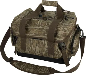 Drake Waterfowl Hunting Camo Waterproof Blind Gear Bag w/Multiple Interior Pockets Adjustable Shoulder Padded Strap, Mossy Oak Bottomland, Large