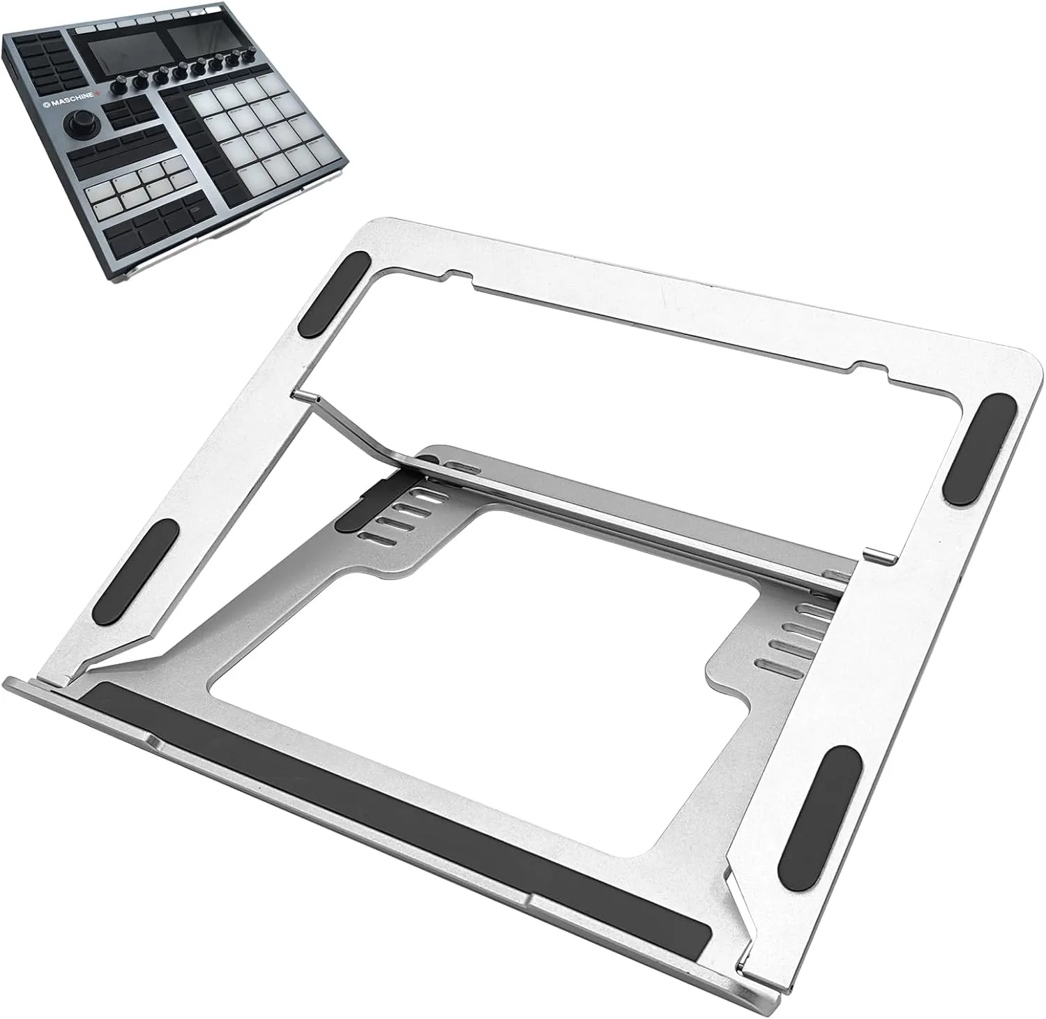 Drum Controller Stand Compatible with NI Maschine MK3,Ableton Push3, Akai MPC One ,Behringer Mixer lift adjustable,Solid Aluminum Portable Folding Stand for Home Studio(Silver)