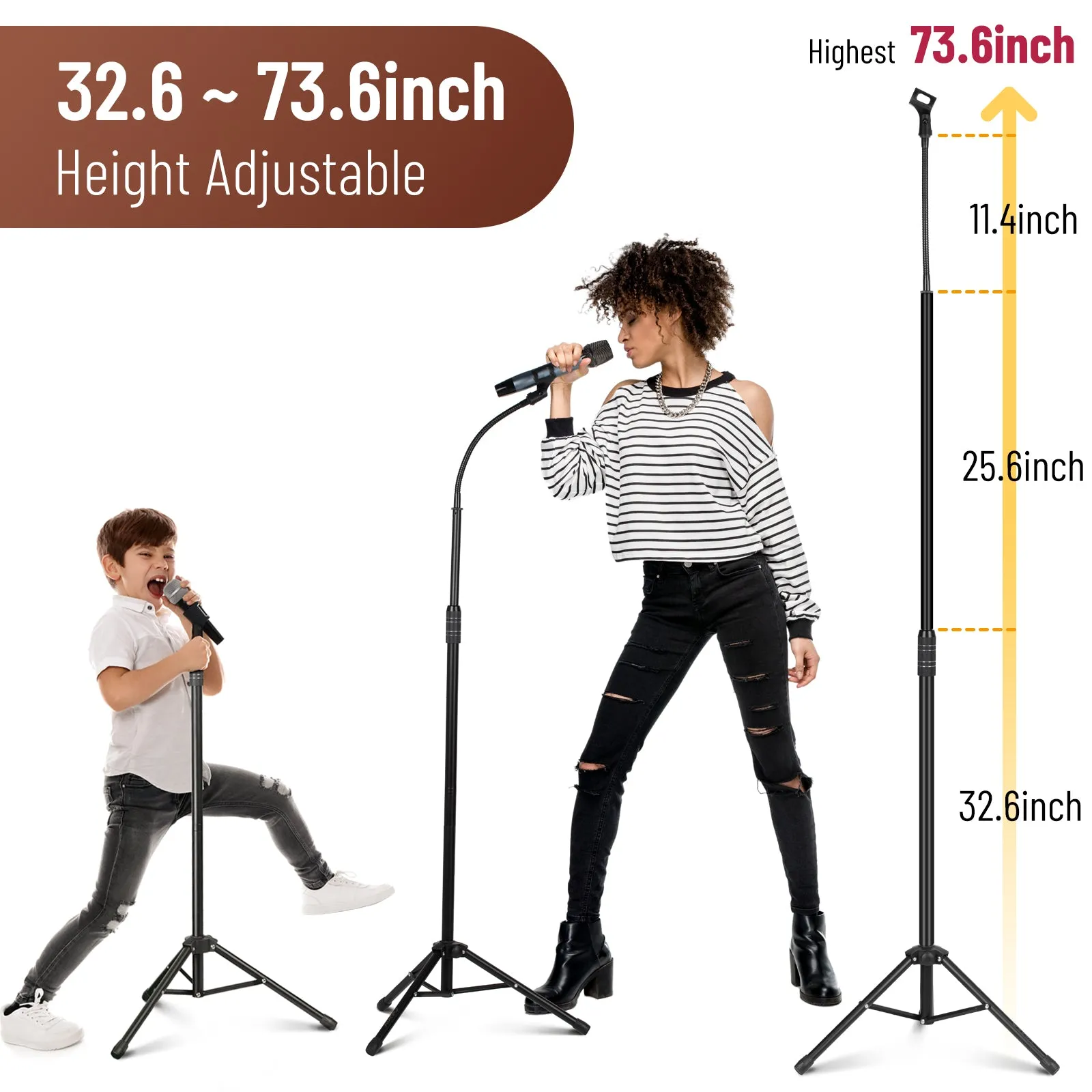 Dual-use Gooseneck Floor Mic Stand with Phone Holder CY0312