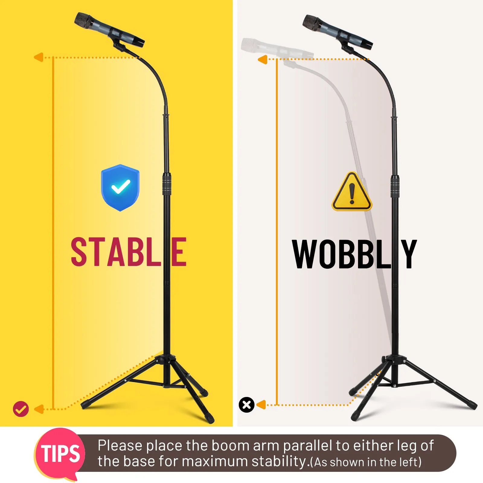 Dual-use Gooseneck Floor Mic Stand with Phone Holder CY0312