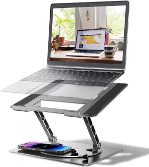DUCHY Adjustable 360° Rotating Laptop Stand - Ergonomic, Portable, 22Lbs Heavy Duty - Compatible with MacBook Air/Pro & All 17-Inch Laptops