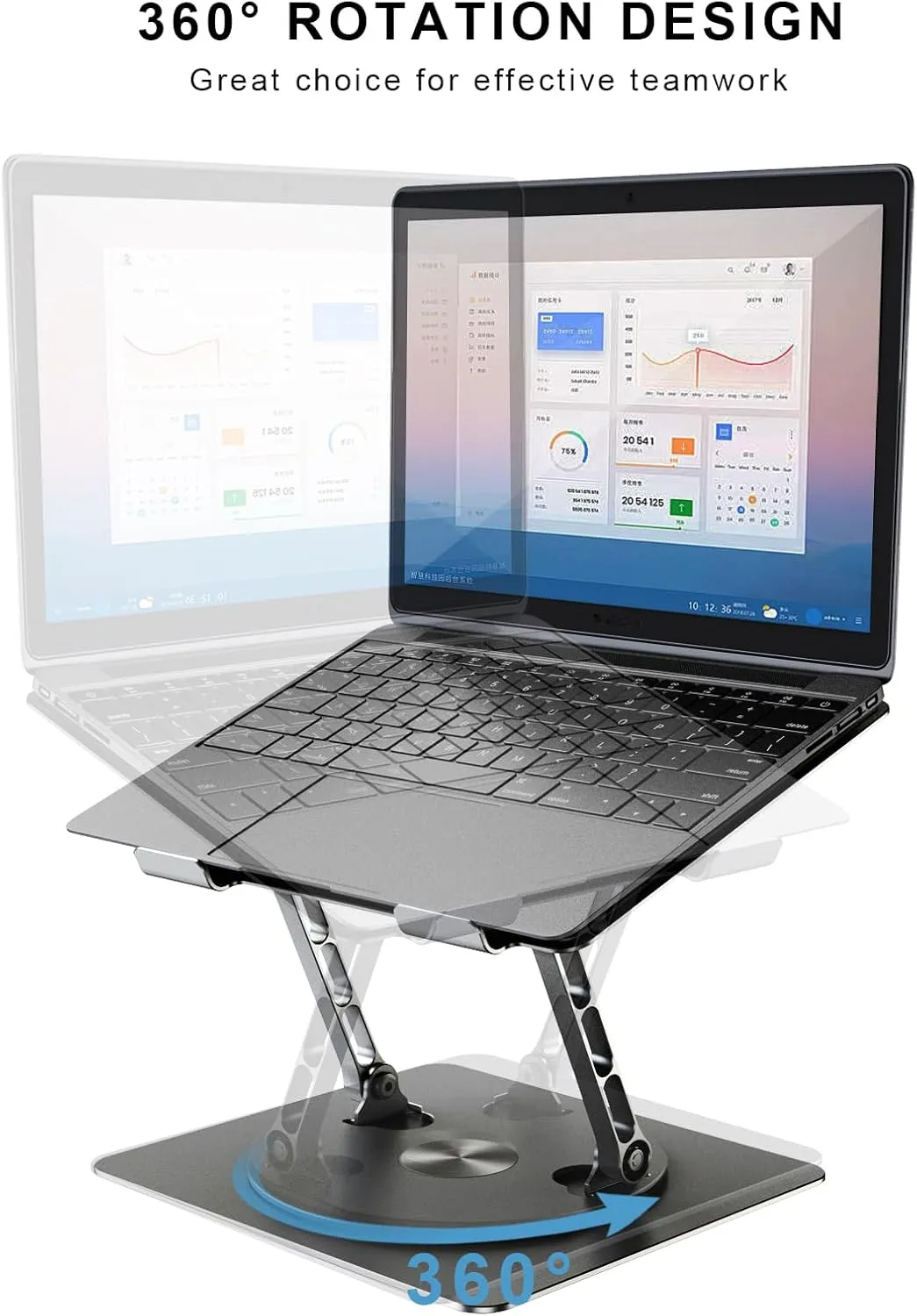 DUCHY Adjustable 360° Rotating Laptop Stand - Ergonomic, Portable, 22Lbs Heavy Duty - Compatible with MacBook Air/Pro & All 17-Inch Laptops