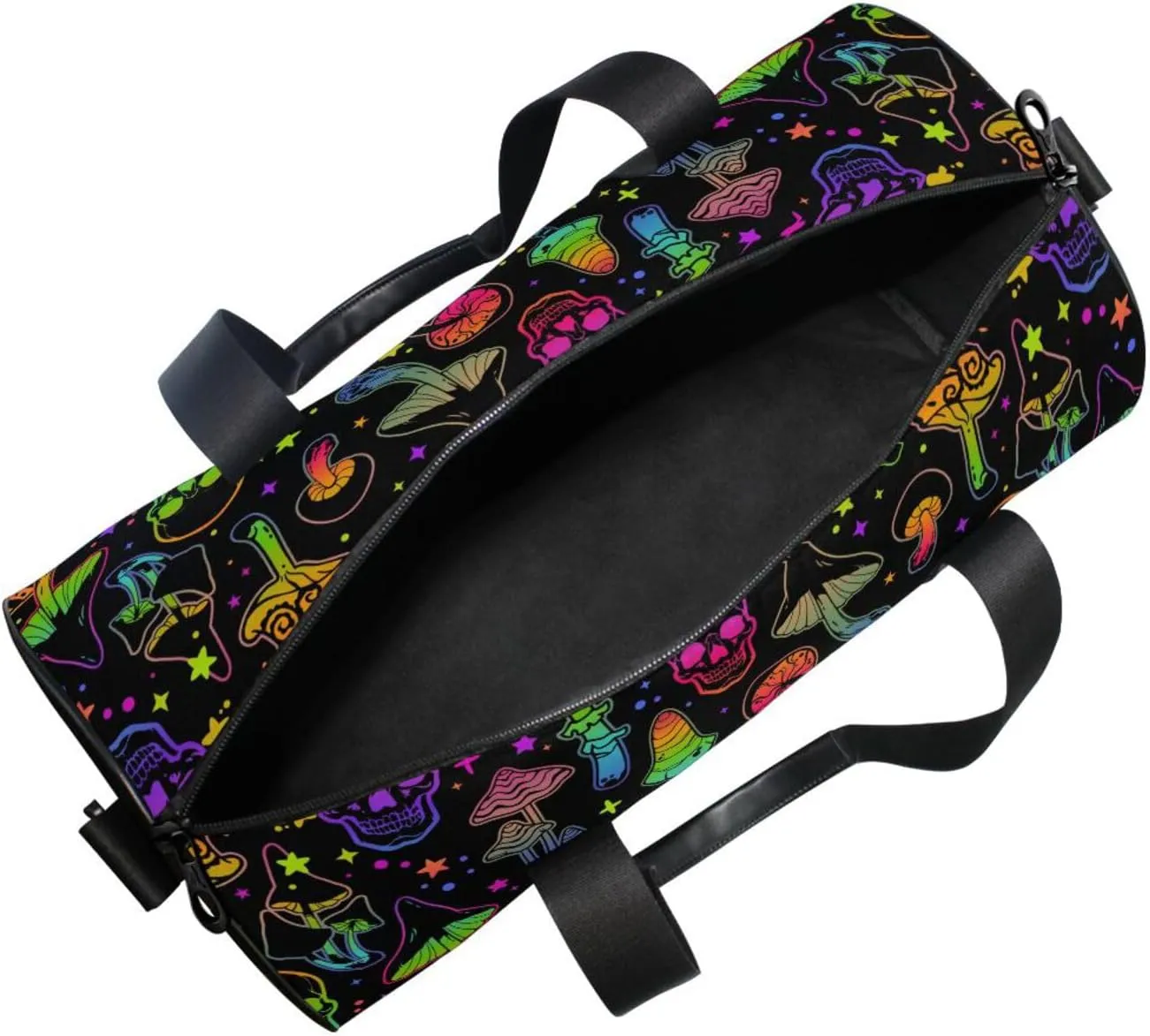 Duffle Bag Lightweight with Inner Pocket Travel Duffed Tote Bag Lightweight Weekender Bag, Colorful Skull Mushroom Duffle Print Bag for Gym Yoga Sport