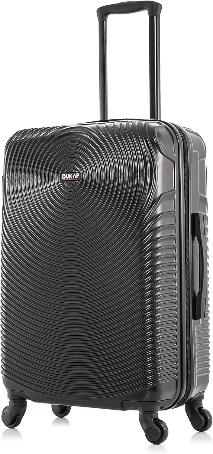 DUKAP INCEPTION Luggage with Spinner Wheels | Durable Lightweight Hardside Suitcase, Travel Bag with Handle and Trolley, 24-Inch Medium Checked Luggage | Black