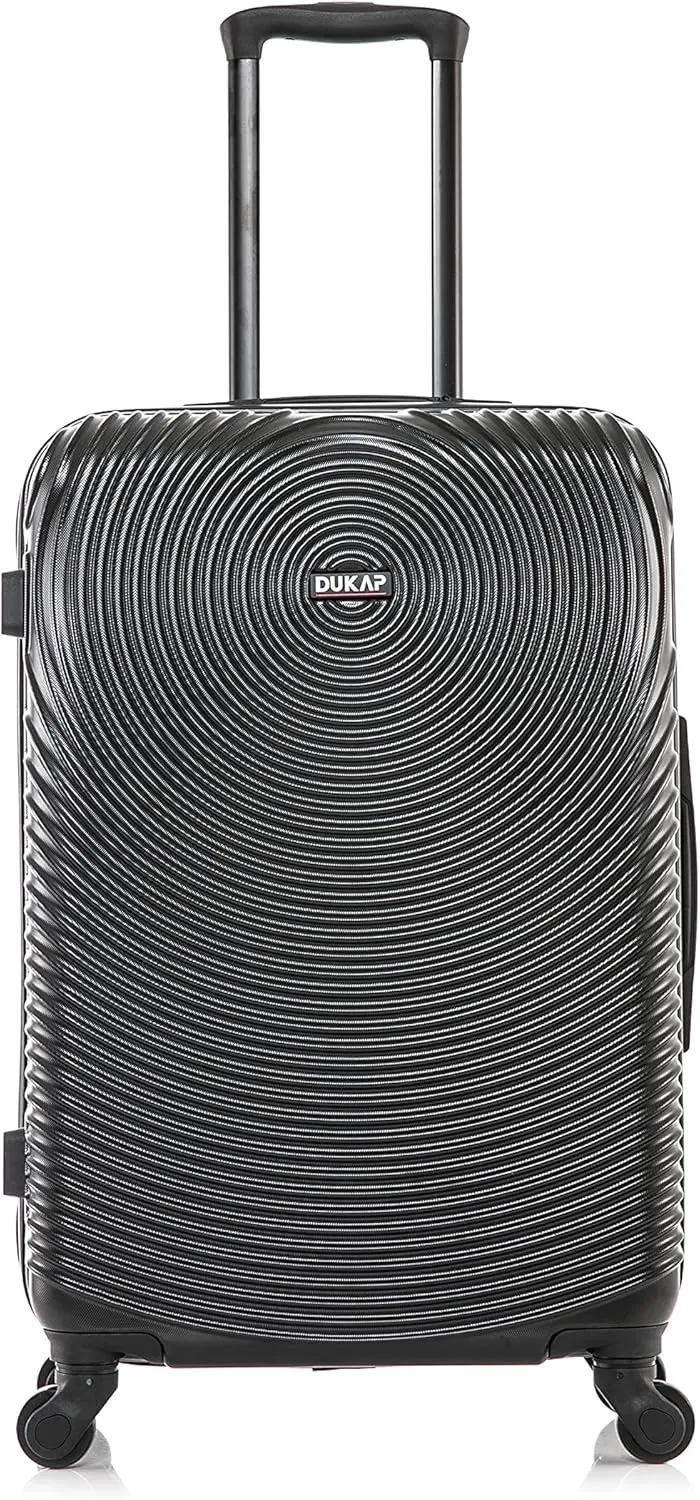 DUKAP INCEPTION Luggage with Spinner Wheels | Durable Lightweight Hardside Suitcase, Travel Bag with Handle and Trolley, 24-Inch Medium Checked Luggage | Black