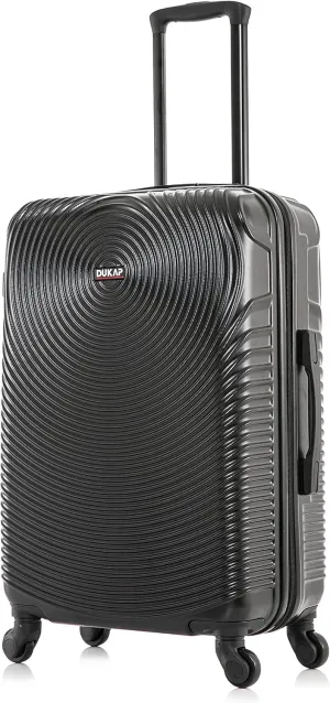 DUKAP INCEPTION Luggage with Spinner Wheels | Durable Lightweight Hardside Suitcase, Travel Bag with Handle and Trolley, 24-Inch Medium Checked Luggage | Black