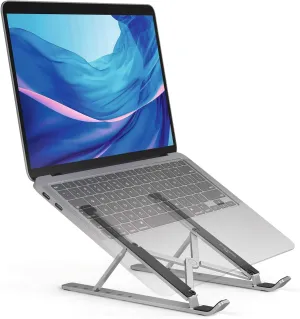 Durable Laptop Stand for Laptops & Tablets - Foldable & Height Adjustable - Includes Travel Bag - Silver Aluminum Laptop Mount, for Laptops and Tablets up to 15"