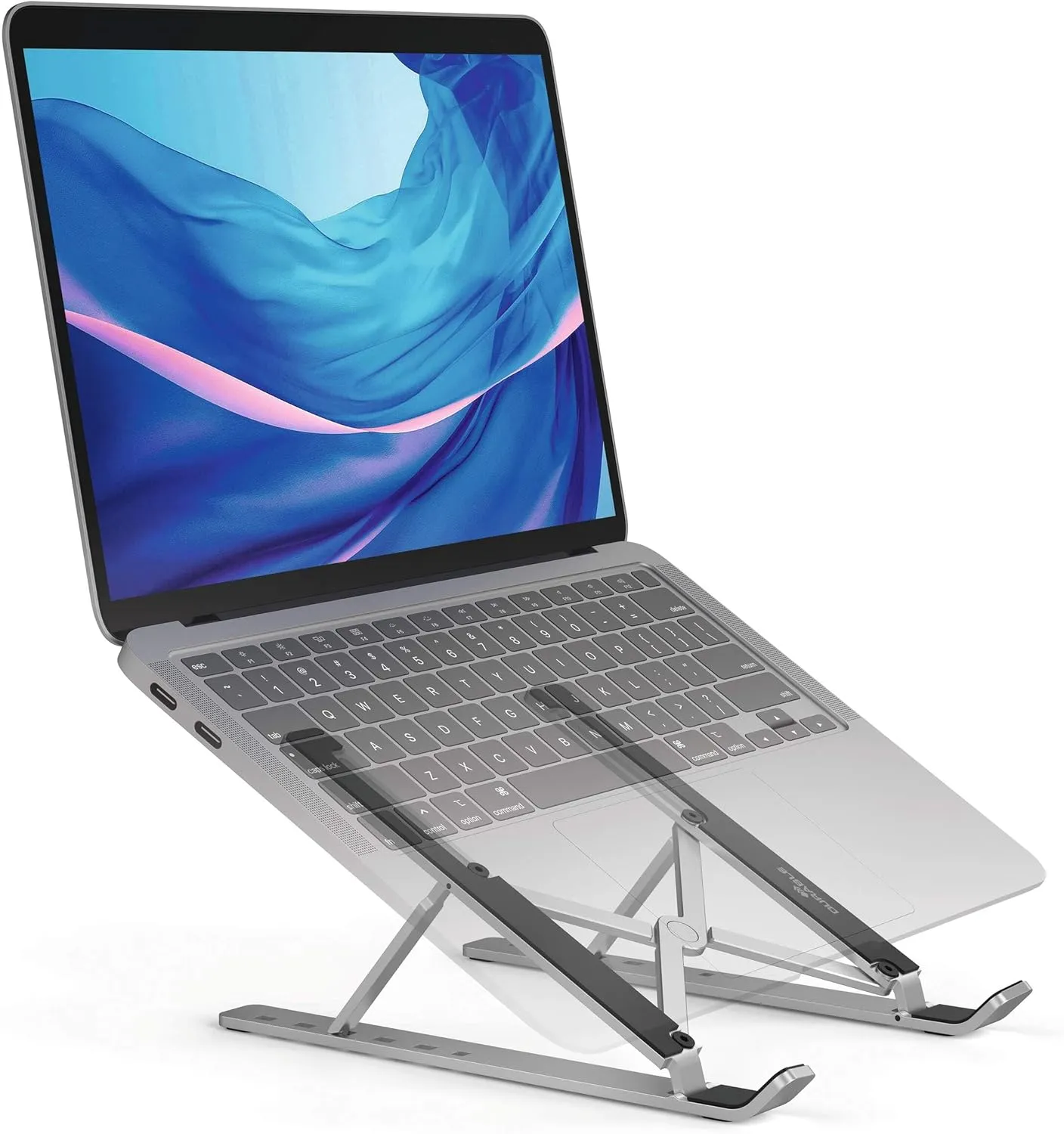 Durable Laptop Stand for Laptops & Tablets - Foldable & Height Adjustable - Includes Travel Bag - Silver Aluminum Laptop Mount, for Laptops and Tablets up to 15"