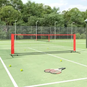 Durable Outdoor Tennis Net for Backyard Fun, Easy Setup, Lightweight with Carrying Bag, Black and Red
