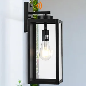 Dusk to Dawn Outdoor Wall Light Fixture, 16" Large Exterior Black Lantern Waterproof, Farmhouse Porch Sconce Lighting, Modern Wall-Mounted Outside Lights for House Garage, Patio Lamp