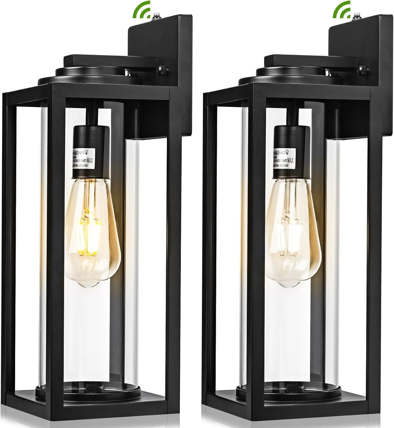 Dusk to Dawn Outdoor Wall Light Fixtures - 2 Packs Exterior Waterproof Outdoor Lighting, Modern Porch Sconces Wall Mounted Lighting, Industrial Anti-rust Matte Black Outside Lantern for Front Door