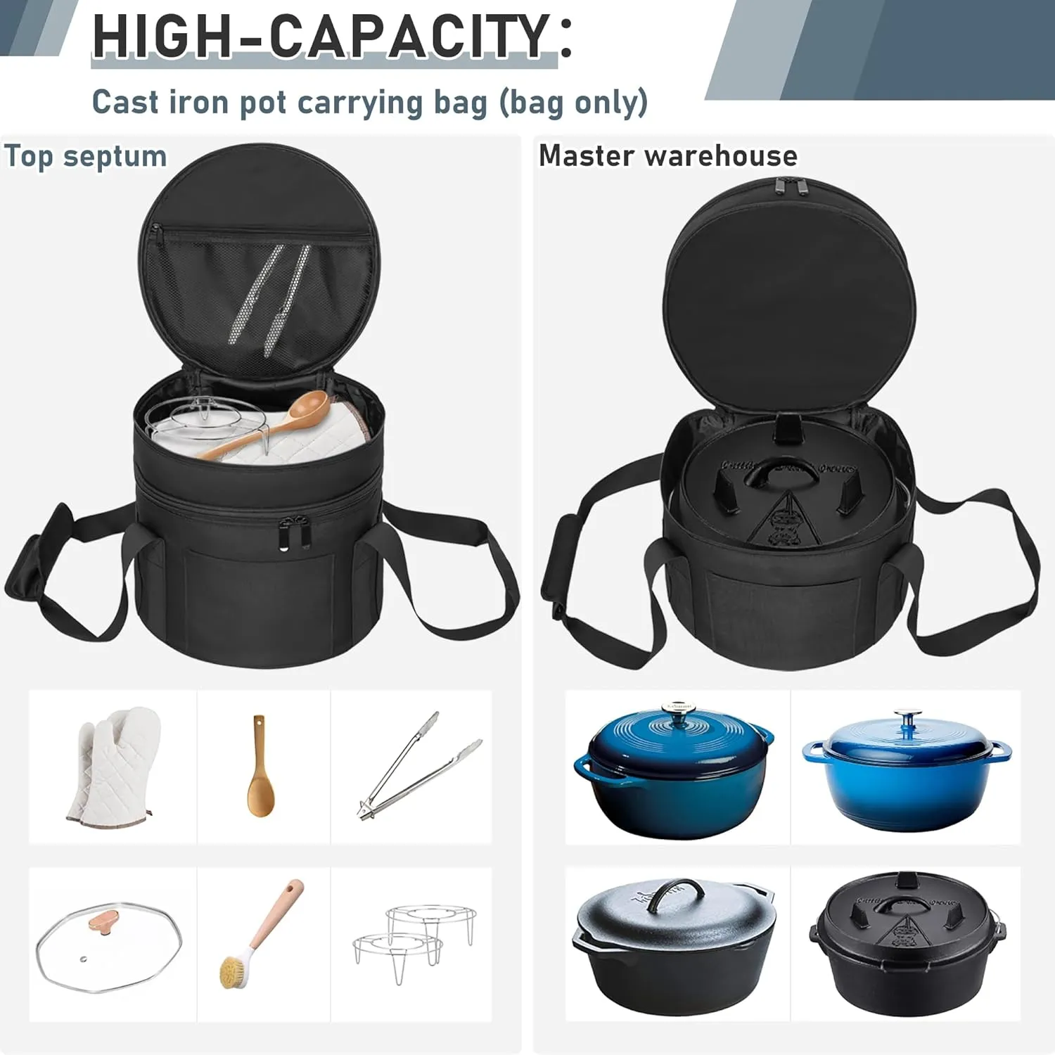 Dutch Oven Bag for 8 Inch Oven, 2 Layers Travel Bag