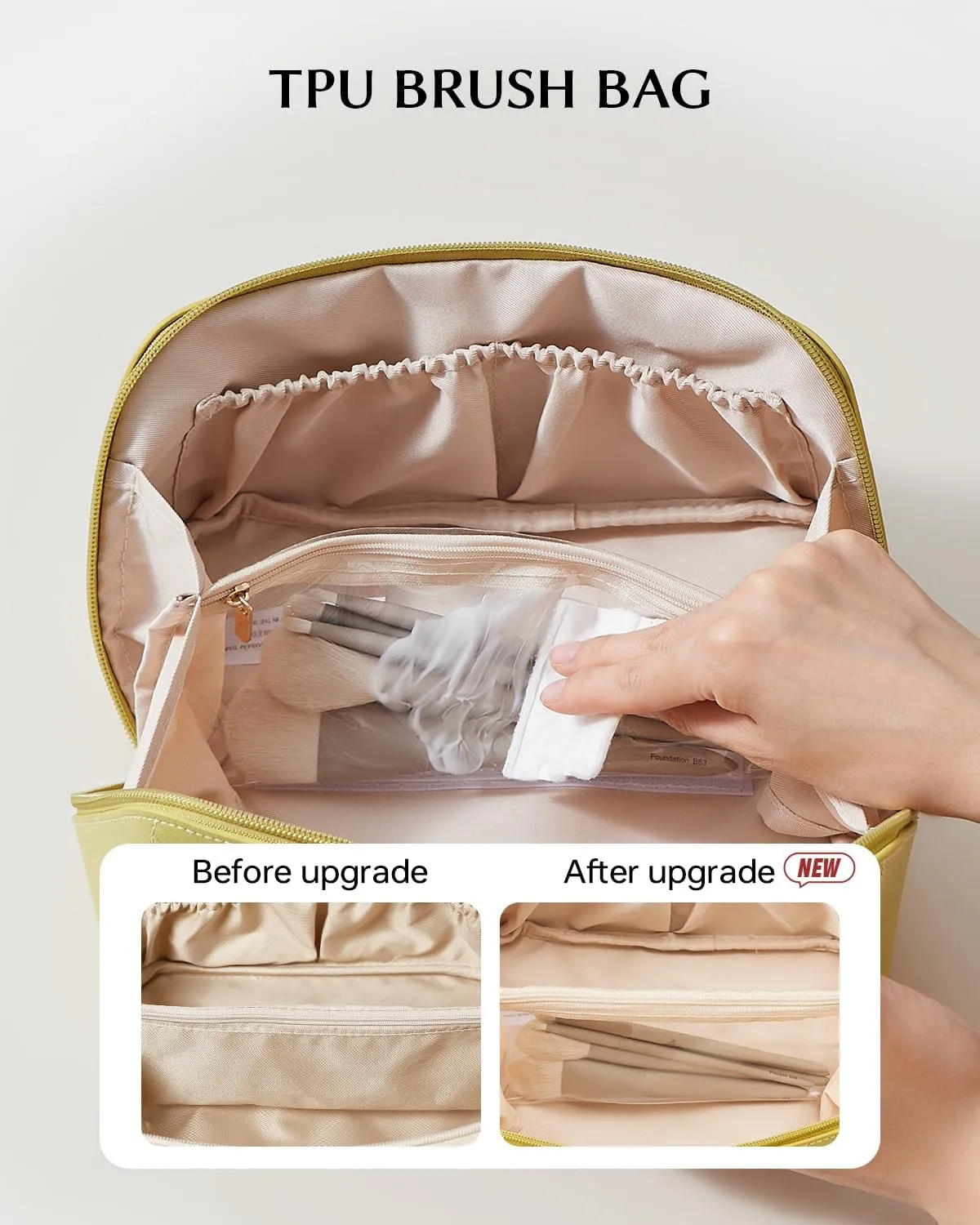 EACHY Travel Makeup Bag,Large Capacity Cosmetic Bags for Women,Waterproof Portable Pouch Open Flat Toiletry Bag Make up Organizer with Divider and Handle