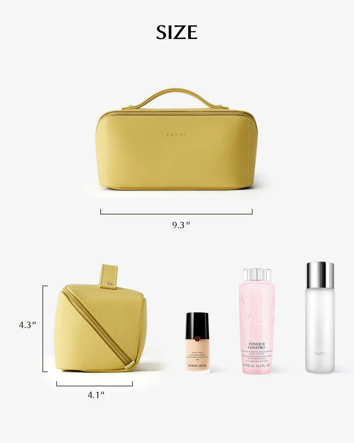 EACHY Travel Makeup Bag,Large Capacity Cosmetic Bags for Women,Waterproof Portable Pouch Open Flat Toiletry Bag Make up Organizer with Divider and Handle