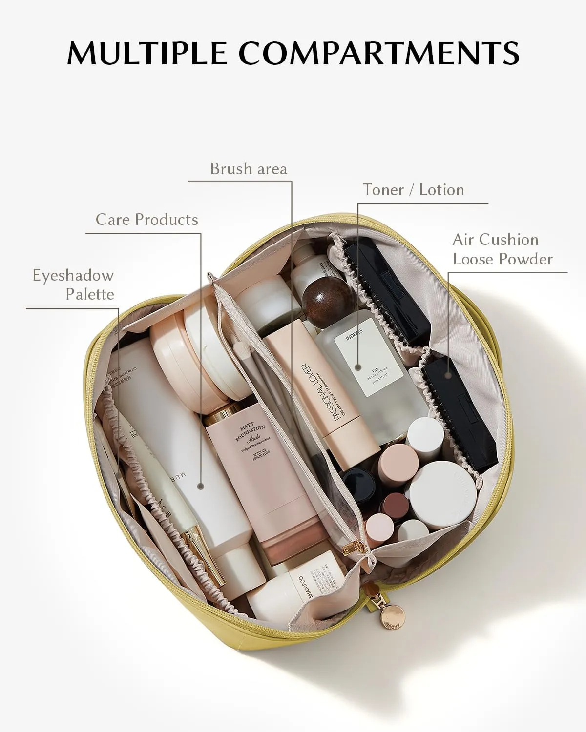 EACHY Travel Makeup Bag,Large Capacity Cosmetic Bags for Women,Waterproof Portable Pouch Open Flat Toiletry Bag Make up Organizer with Divider and Handle