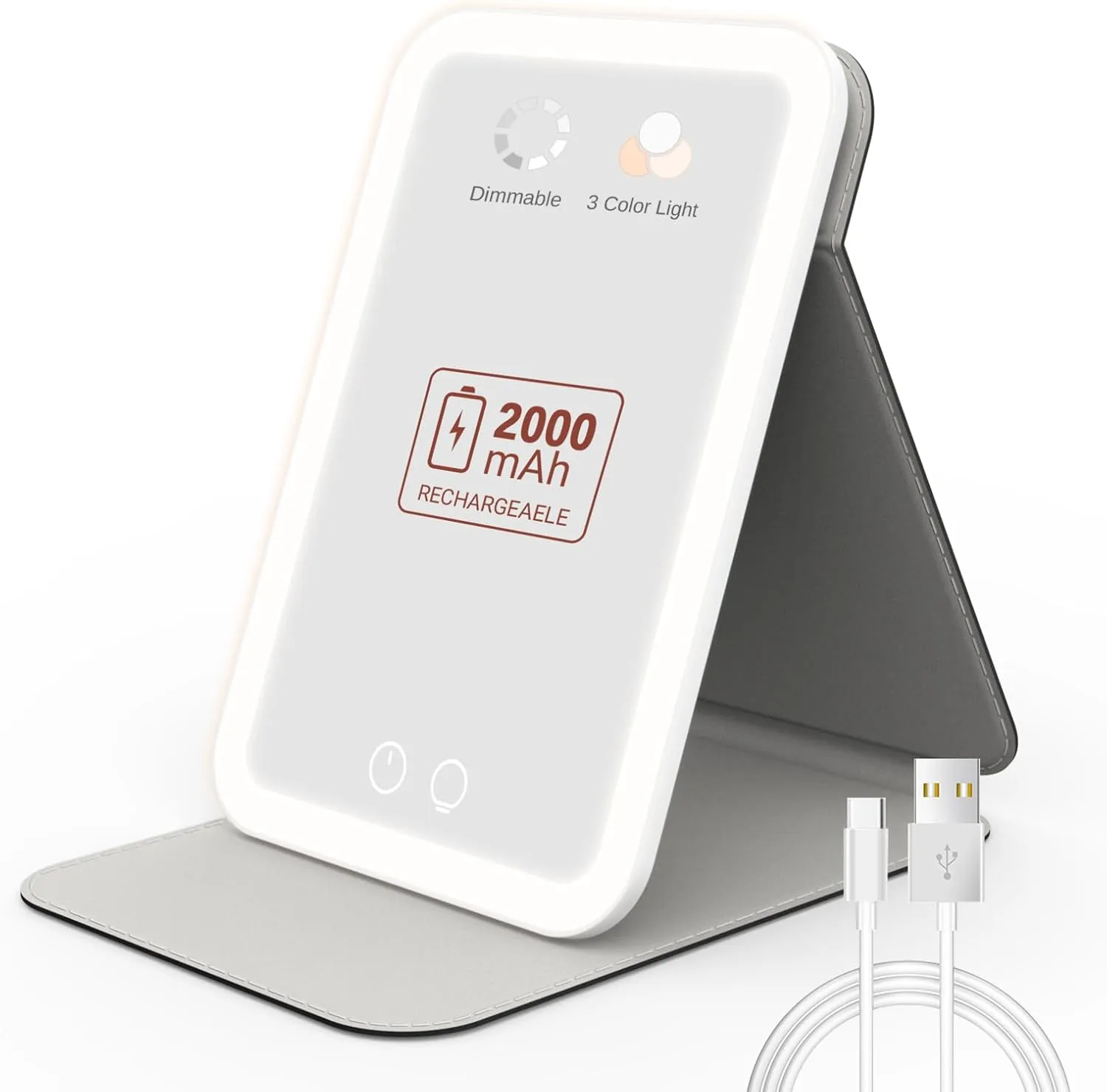 EASEHOLD Rechargeable Travel Makeup Mirror with Lights & Rechargeable Lighted Makeup Mirror Trifold