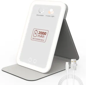 EASEHOLD Rechargeable Travel Makeup Mirror with Lights & Rechargeable Lighted Makeup Mirror Trifold