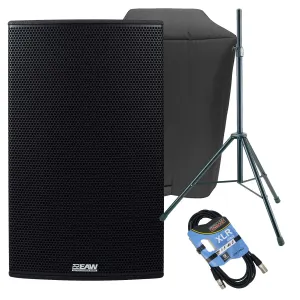 EAW RS151 1500W 15″ Powered Loudspeaker, EAW Cover, Speaker Stand, XLR Cable Bundle