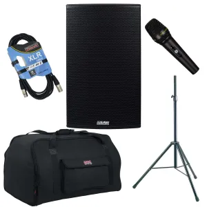 EAW RS153 1500W 15″ 2-Way Self-Powered Loudspeaker, Gator Tote15, Stand, XLR Cable, PSG Audio C350 Bundle