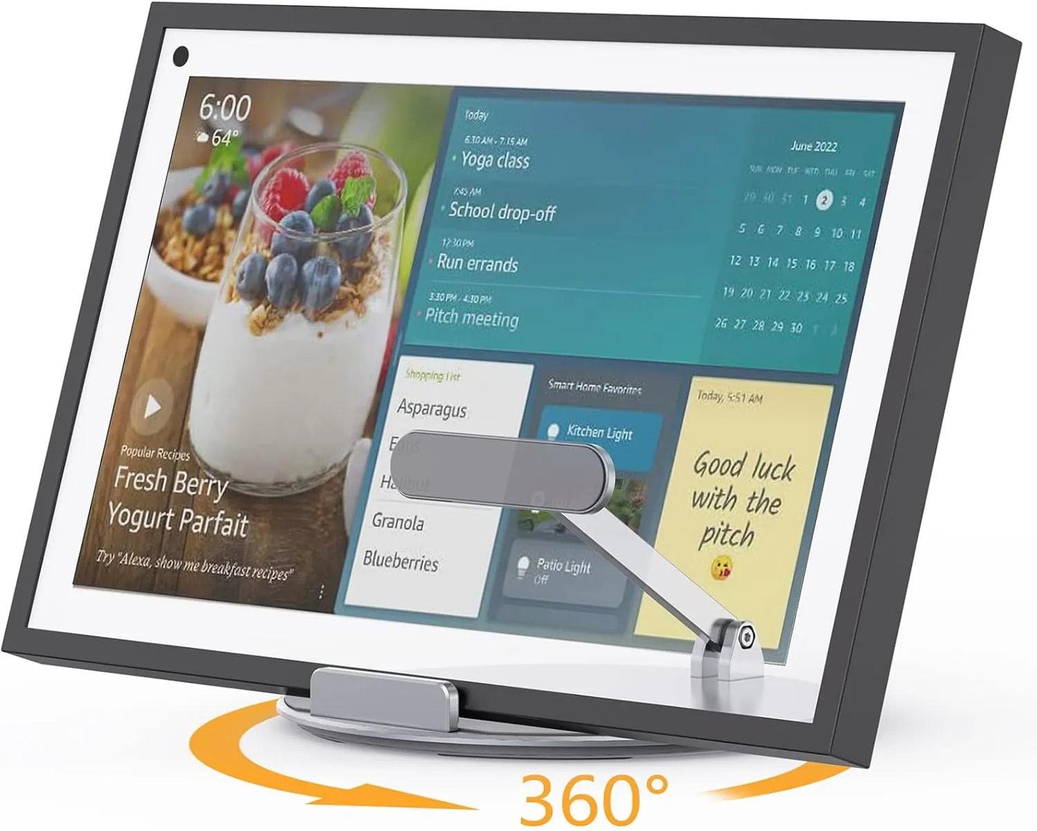 Echo Show 15 Stand - Swivel and Tilt, Adjustable Foldable Stand with 360 Degree Rotatable Base